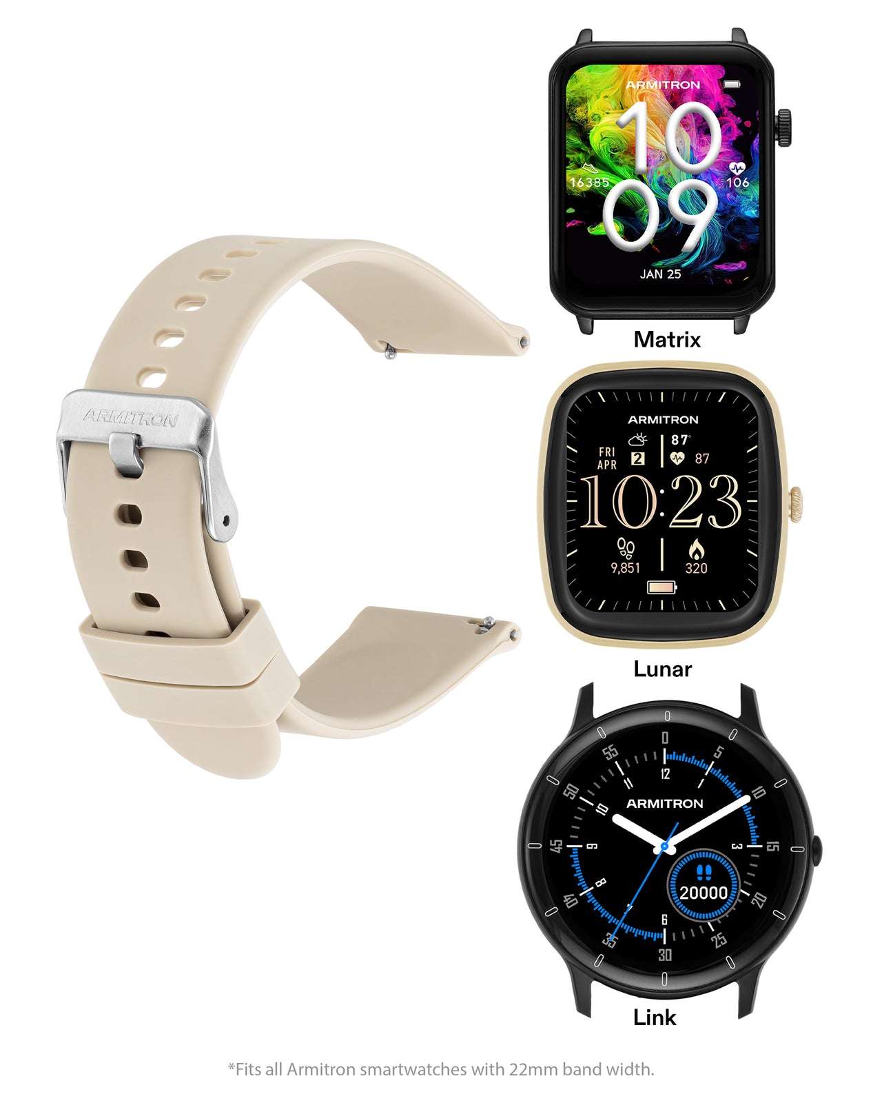 Smooth Armitron Connect Band™ | 22mm-Smart-Armitron