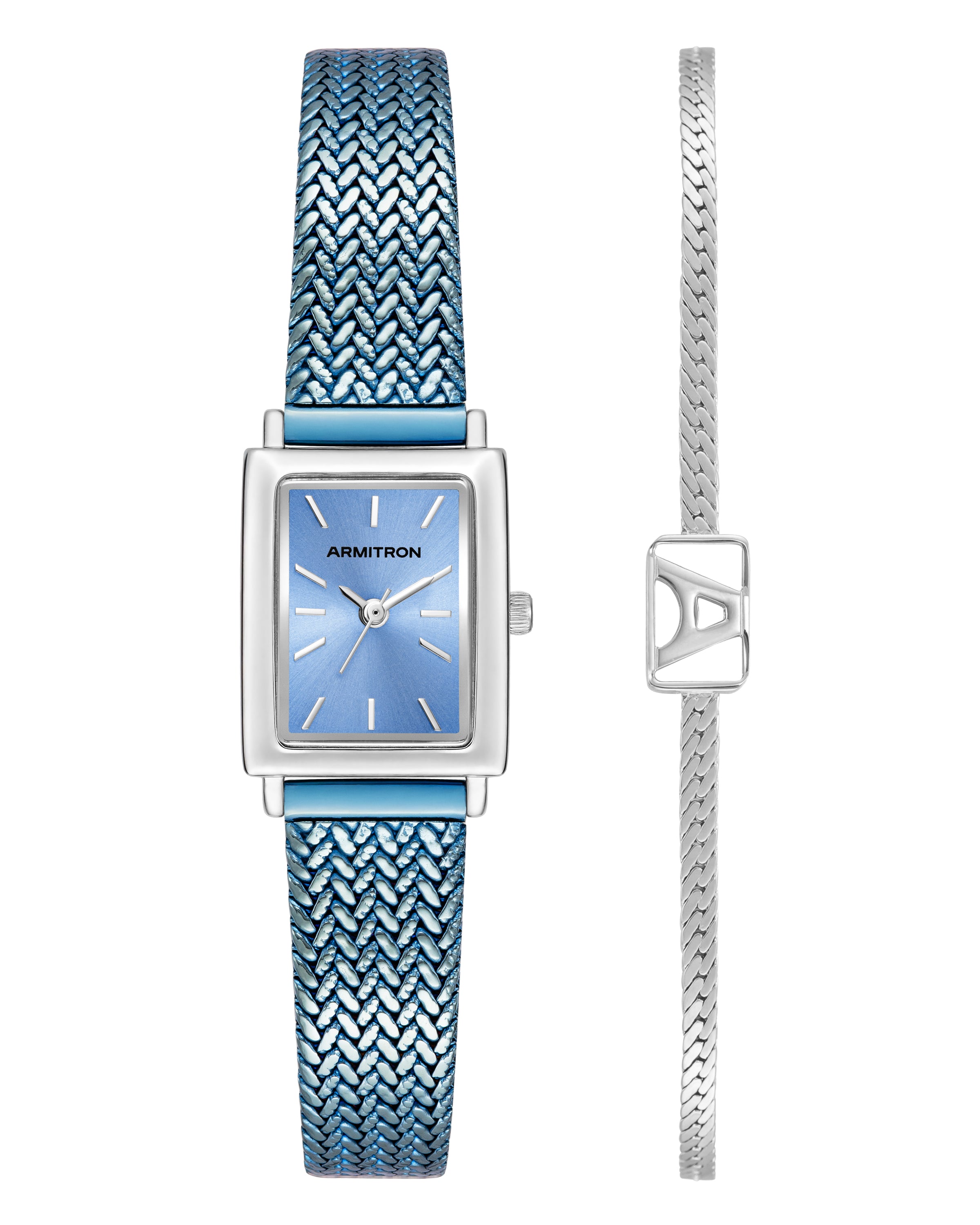 Athena Watch & Bracelet Set™ | 18mm, Blue Sunray, Silver-Women-Armitron