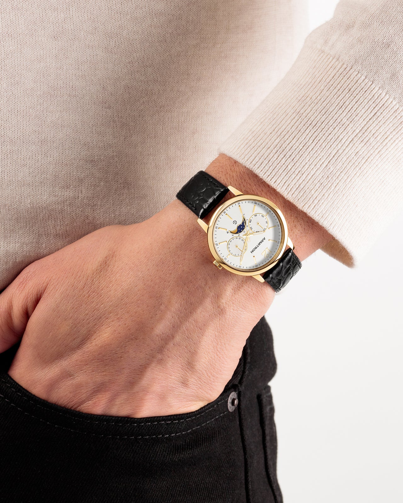 Eugen™ | 42mm, Black Leather-Men-Armitron