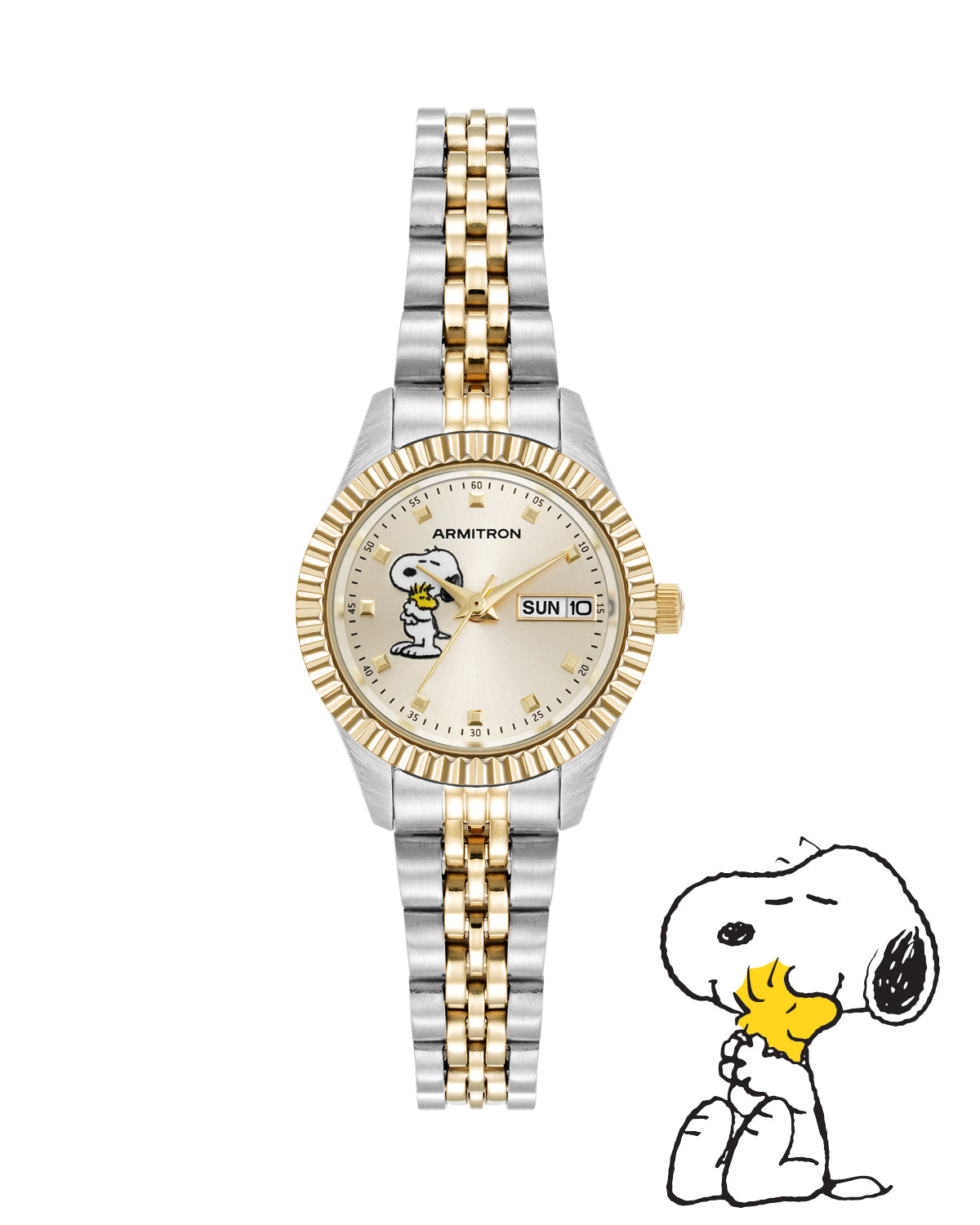 Armitron x Peanuts: The Hug | 24.5mm, Peanuts Two-Tone Gold/Silver-Women-Armitron